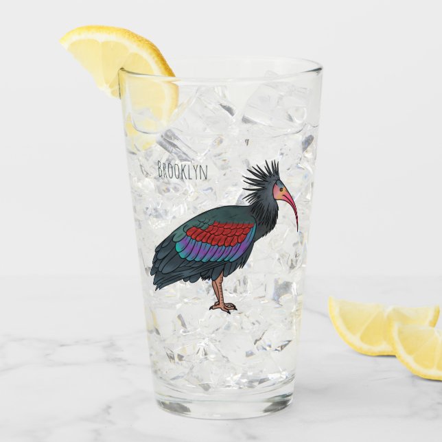 Verre Illustration de l'ibis à chauve-souris du nord (Devant glace)