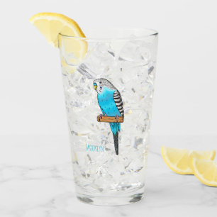 Verre Illustration de l'oiseau bleu budgerigar