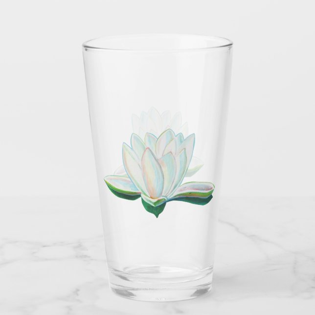 Verre Illustration de Lotus blanc (Devant)
