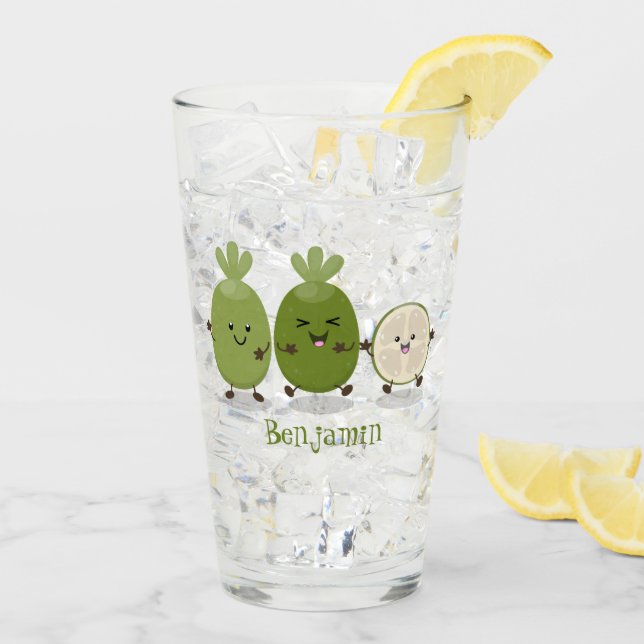 Verre Illustration de mignonne guava feijoa (Dos glace)