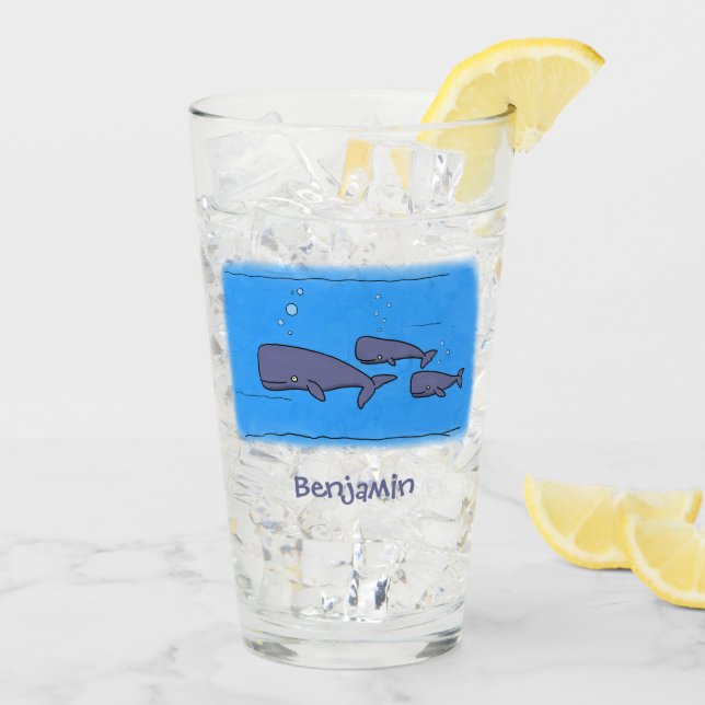 Verre Illustration de mignonne migratrice de baleines à  (Dos glace)