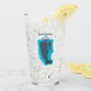 Verre Illustration de mignons baleines et voiliers