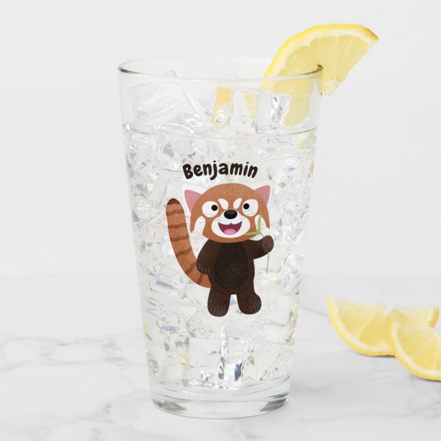 Verre Illustration de panda rouge mignon (Dos glace)