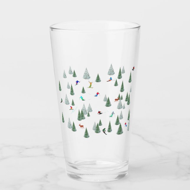 Verre Illustration de skieurs en ski de descente  (Devant)