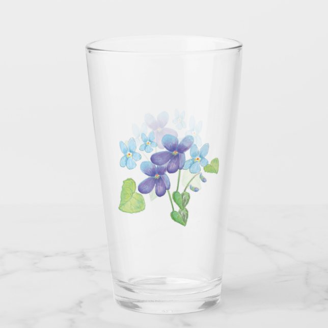 Verre Illustration des fleurs de violet sauvages (Devant)