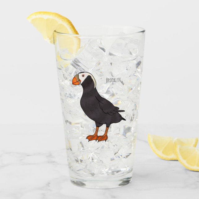 Verre Illustration d'oiseau bouffon touffu (Devant glace)