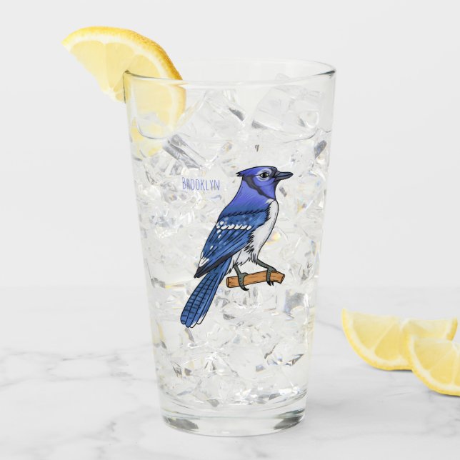 Verre Illustration d'oiseau de jay bleu (Devant glace)
