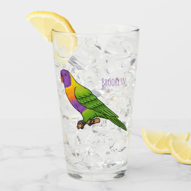 Verre Illustration d'oiseau de lorikeet arc-en-ciel (Devant glace)