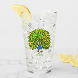 Verre Illustration d'oiseau de paon brillant