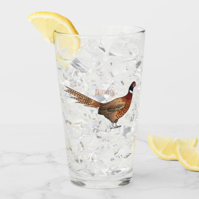 Verre Illustration d'oiseau faisan à cou circulaire (Devant glace)