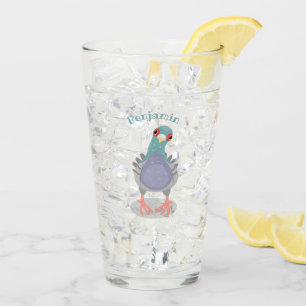 Verre Illustration drôle de pigeon curieux