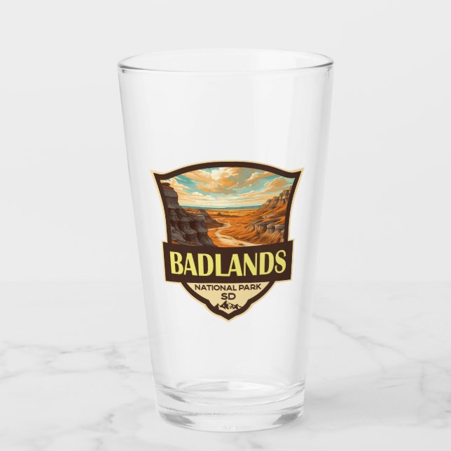 Verre Illustration du parc national Badlands Retro (Devant)