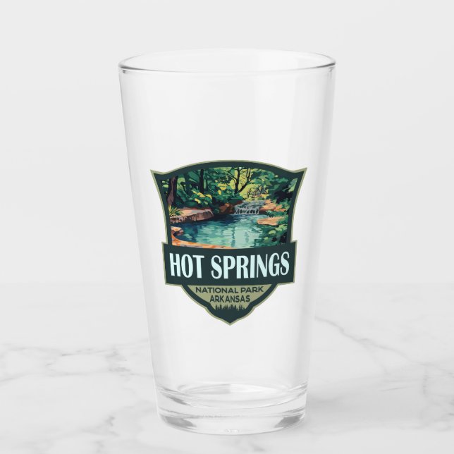 Verre Illustration du parc national Hot Springs Insigne  (Devant)