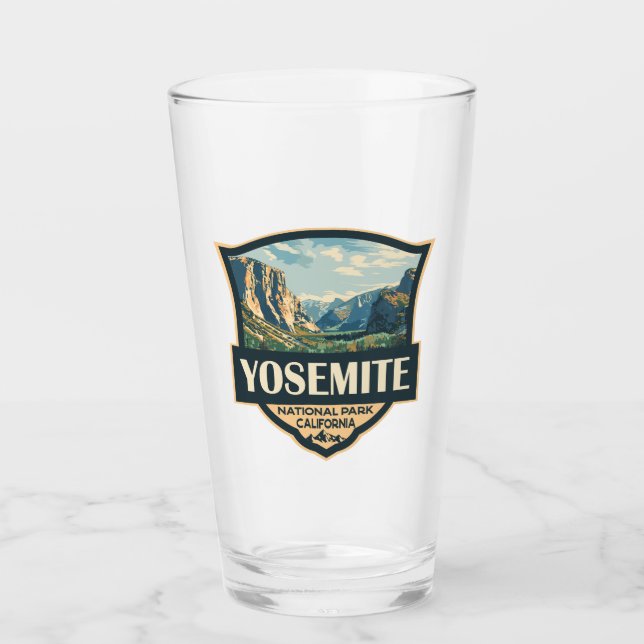 Verre Illustration du parc national Yosemite Badge rétro (Devant)