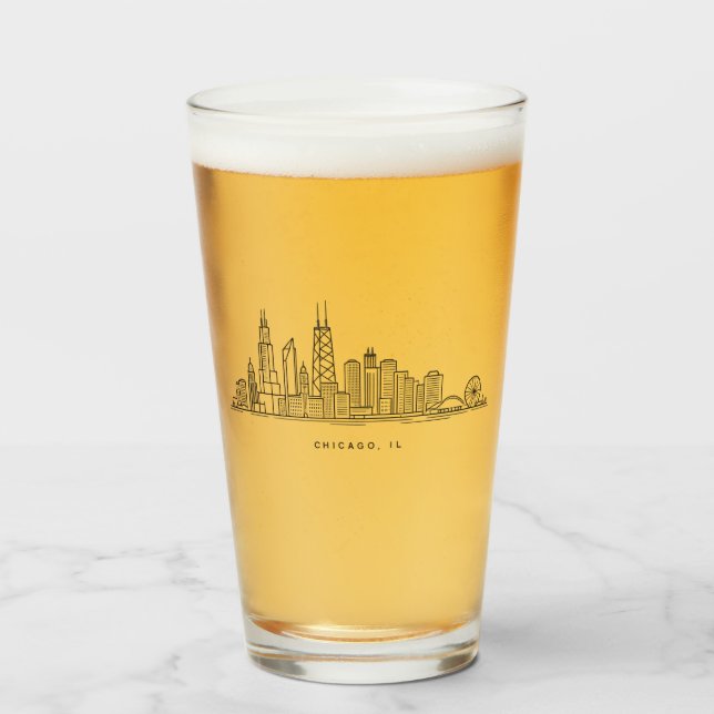 Verre Illustration du paysage urbain de Chicago IL (Devant (rempli))