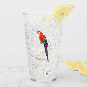 Verre Illustration du perroquet de macaw Scarlet