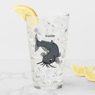Verre Illustration du poisson-chat mignon