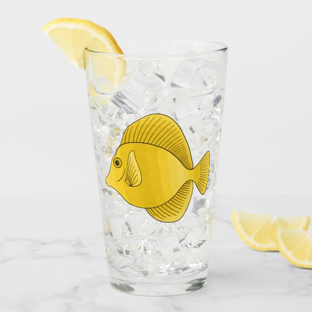 Verre Illustration du poisson-tang jaune (Devant glace)
