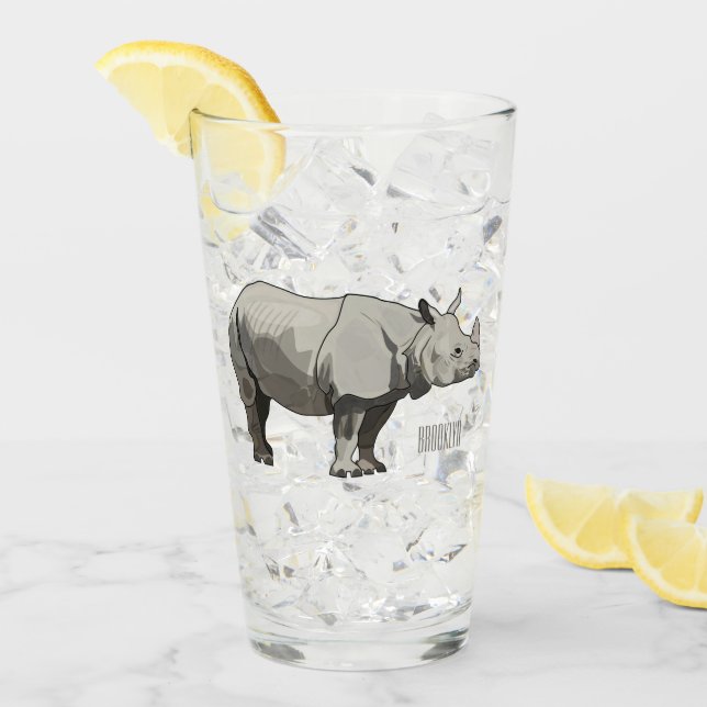 Verre Illustration du rhinocéros de Javan (Devant glace)