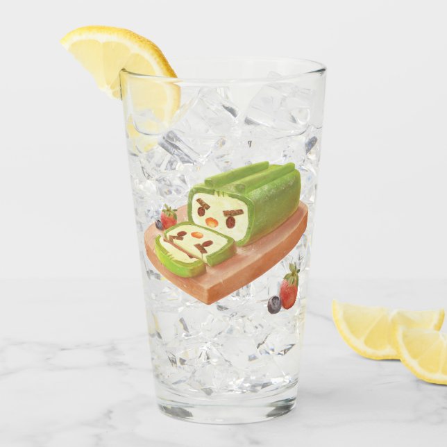 Verre Illustration du rouleau de gâteau Matcha (Devant glace)