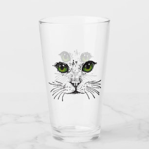 Verre Illustration du visage de chat dans les yeux verts