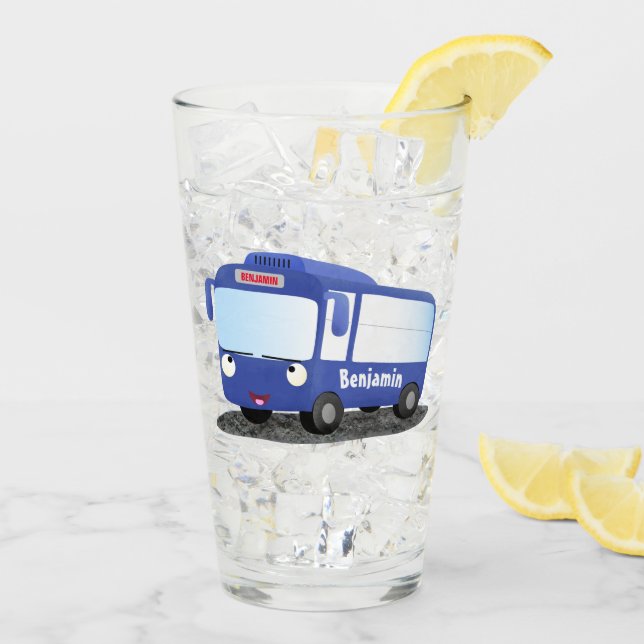 Verre Illustration d'un bus moderne bleu mignon (Dos glace)