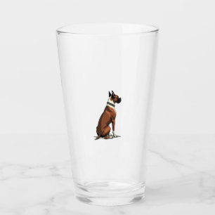 Verre Illustration d'un chien Boxer vintage vu de derriè
