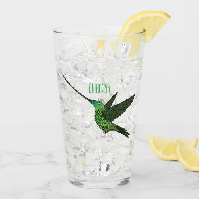 Verre Illustration d'un colibri à bec épée (Dos glace)