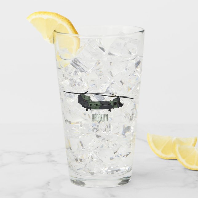 Verre Illustration d'un hélicoptère de l'armée de Chinoo (Devant glace)