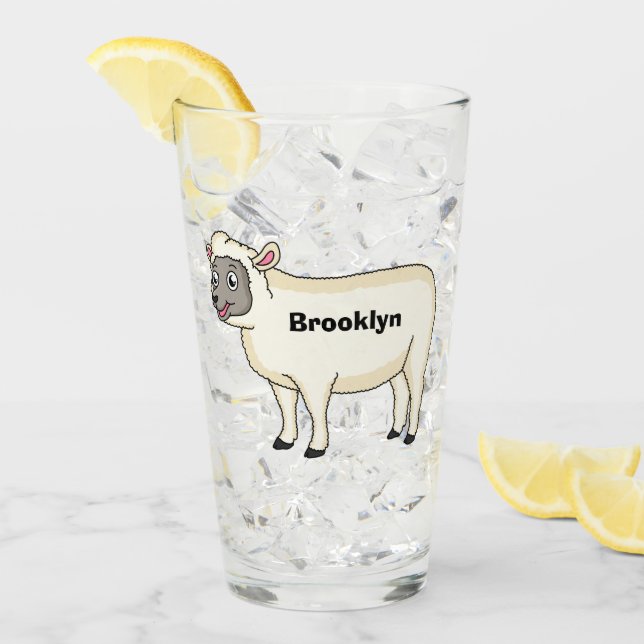 Verre Illustration d'un mouton joyeux (Devant glace)