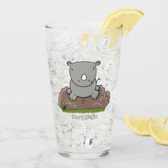 Verre Illustration d'un petit rhinocéros (Dos glace)