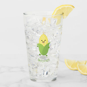 Verre Illustration d'une caricature de maïs joyeux
