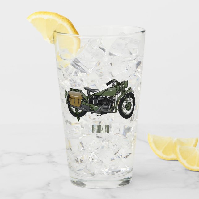 Verre Illustration d'une moto de croiseur militaire (Devant glace)