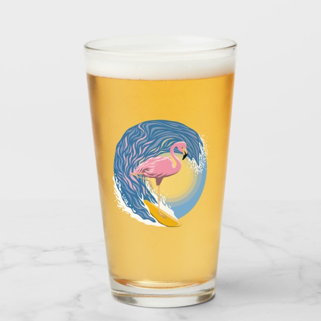 Verre Illustration graphique du Flamant rose de navigati (Devant (rempli))