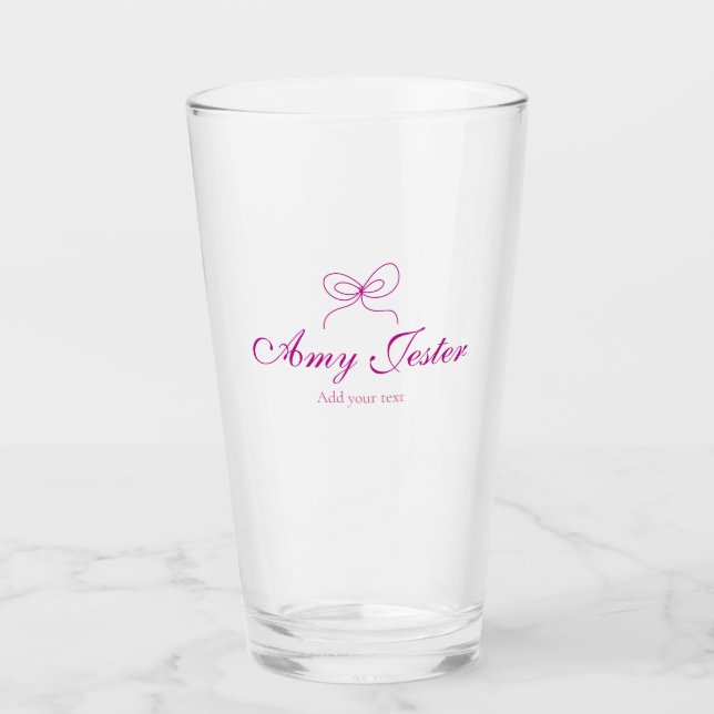 Verre illustration gribouillis monogramme nom ruban mage (Devant)