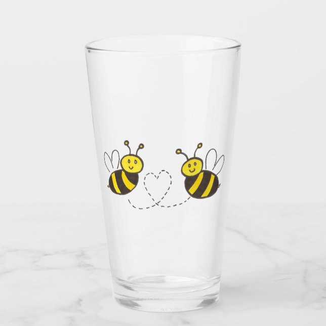 Verre Illustration Mignonne d'Abeilles à Mellifère avec  (Devant)