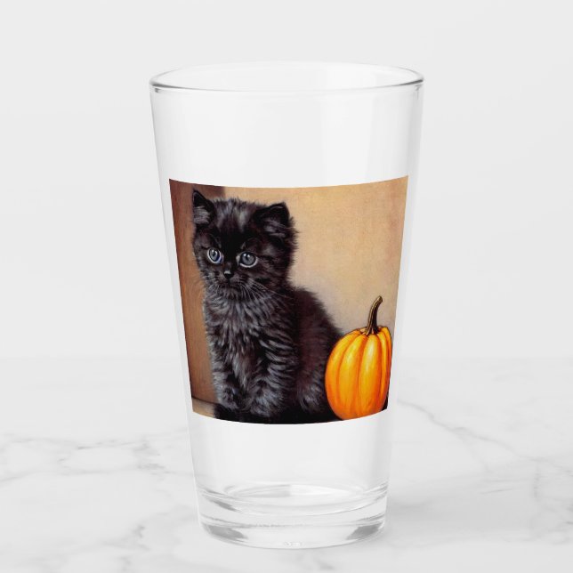 Verre Illustration vintage Halloween Black Kitten (Devant)