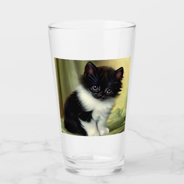 Verre Illustration vintage Tuxedo Kitten (Devant)