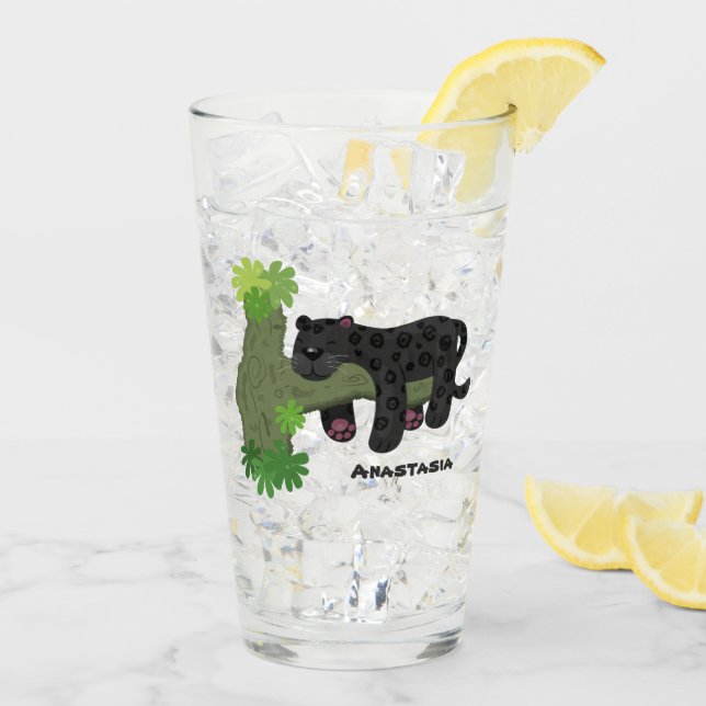 Verre Image de dessin animé de chat en panthère noire ja (Dos glace)