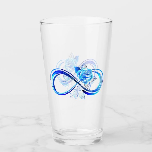 Verre Infini lumineux avec rose bleue (Devant)