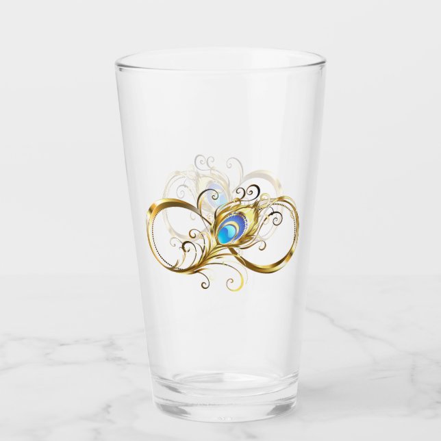 Verre Infinité avec plume de paon doré (Devant)