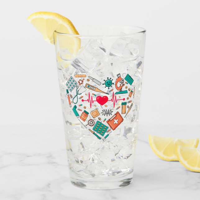 Verre Infirmière Infirmière Outil Coeur (Devant glace)