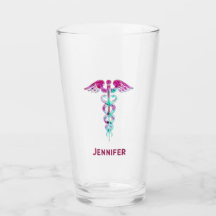 Verre Infirmière personnalisée Retro Rose Turquoise Cadu