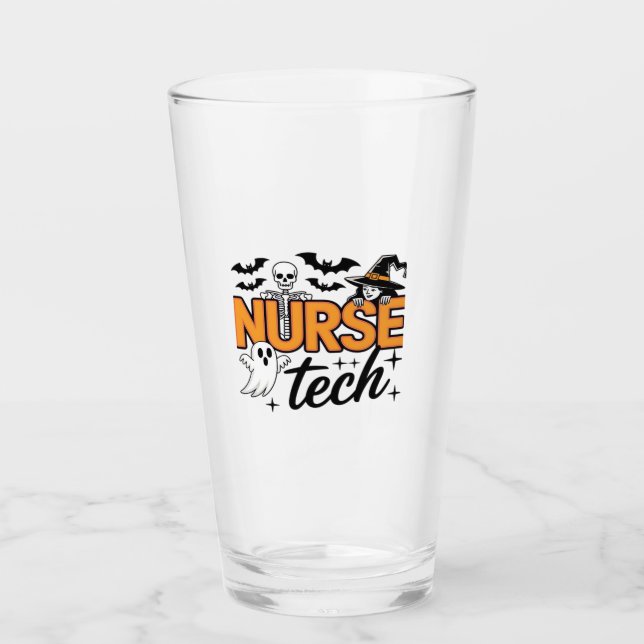 Verre Infirmière Tech - Halloween - avec squelette, sorc (Devant)