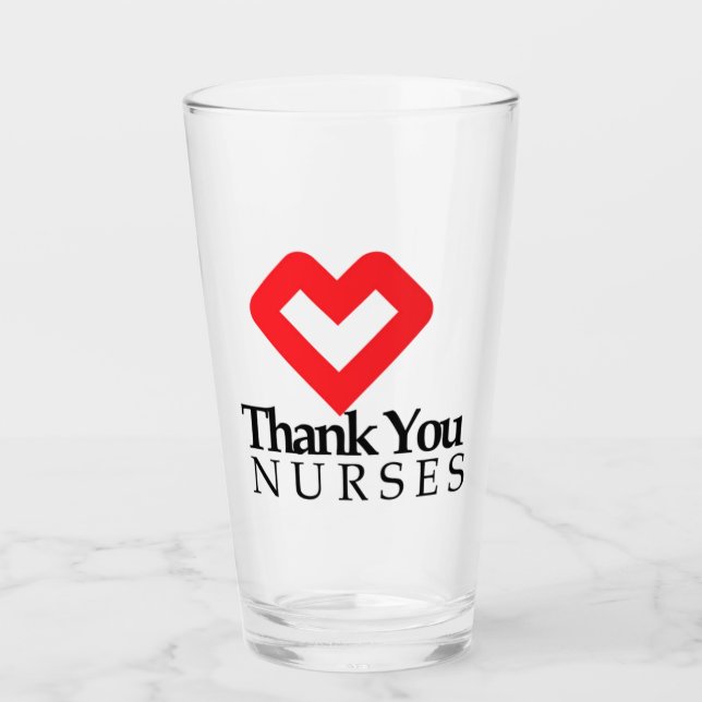 Verre Infirmières Mercis| Coeur rouge (Devant)