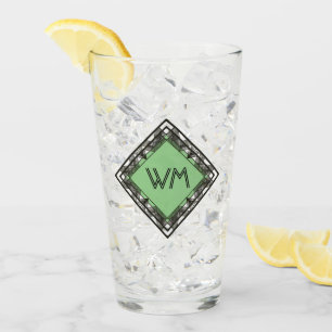 Verre Initiales personnalisées Elégant Manly Black Green