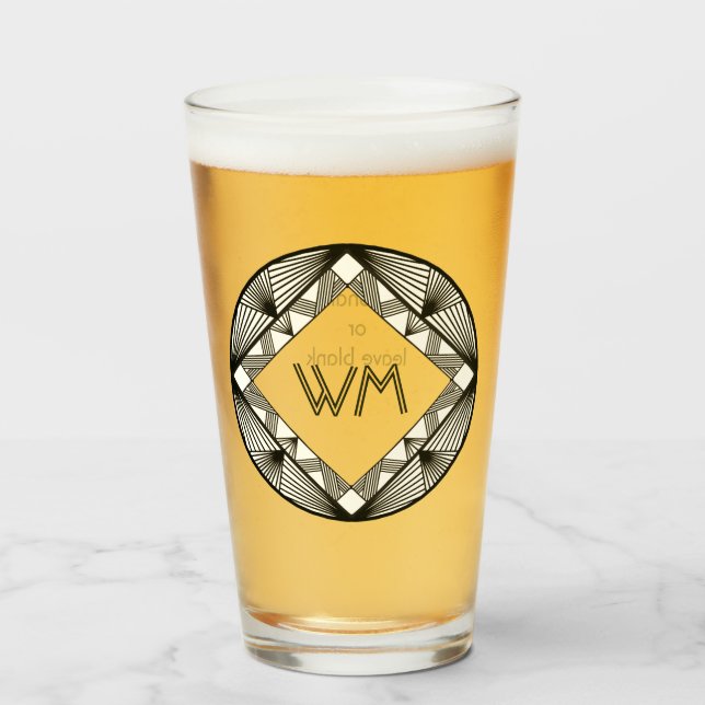 Verre Initiales Personnalisées Élégant Manly Chic Black  (Devant (rempli))