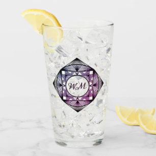 Verre Initiales Personnalisées Élégant Violet Chic Cadre