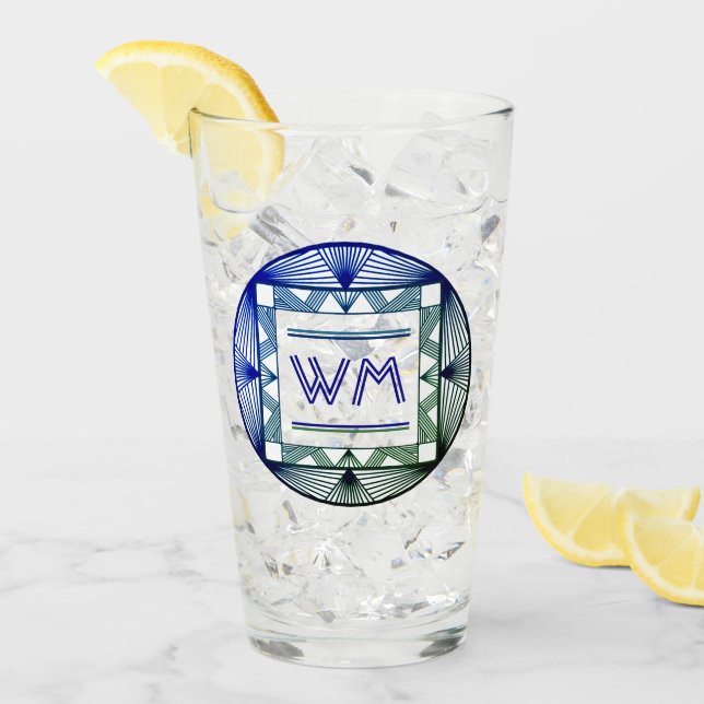 Verre Initiales Personnalisées Élégantes Manly Green Chi (Devant glace)