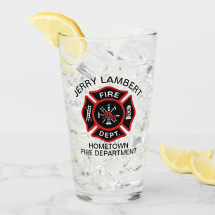 Verre Insigne rouge fait sur commande de sapeur-pompier